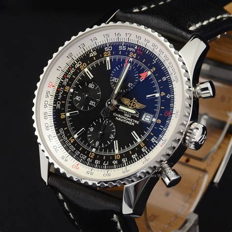 breitling navitimer world mens leather strap watch|breitling navitimer 46mm price.